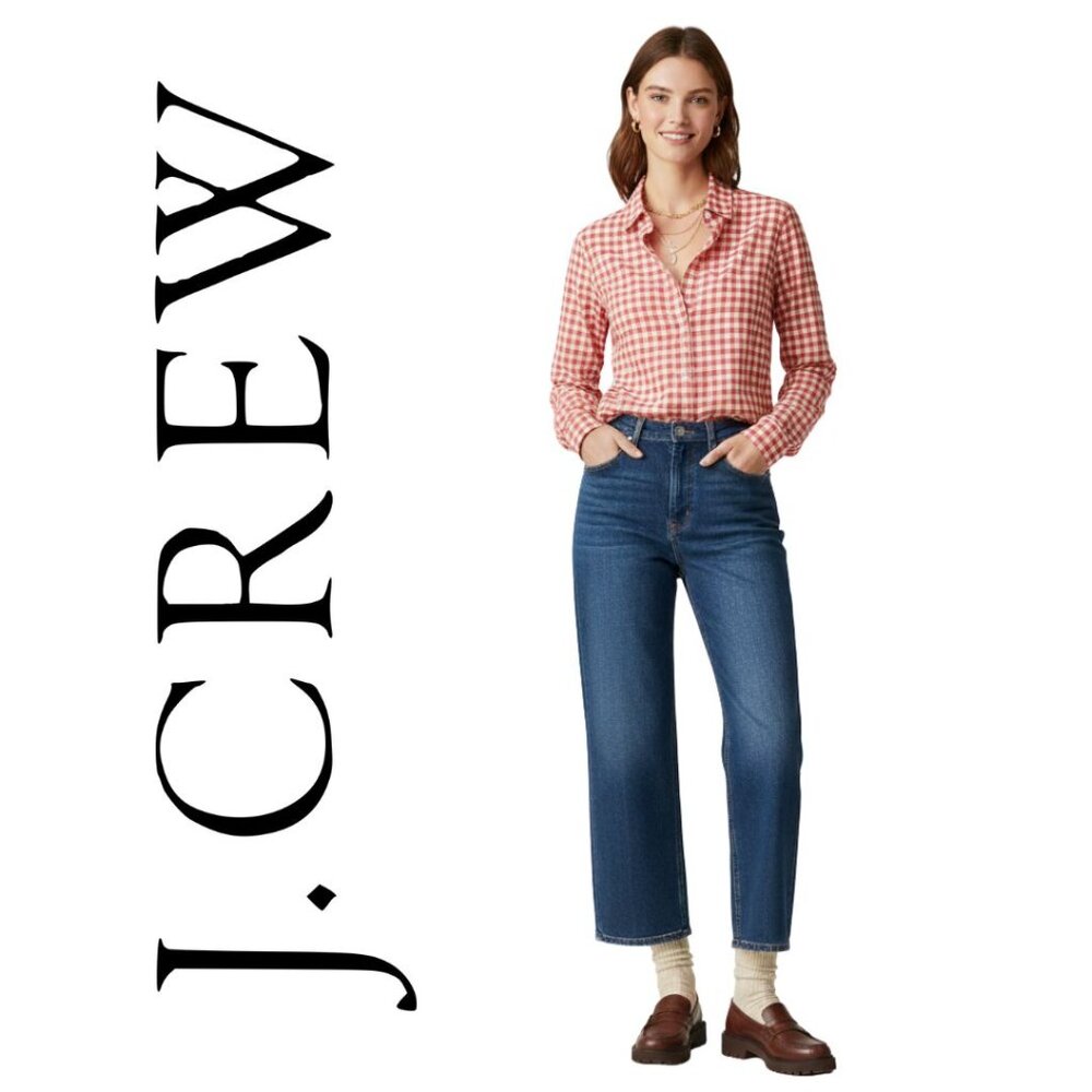 J. Crew Red and White Checked Plaid Button Down Shirt Women’s Size 0